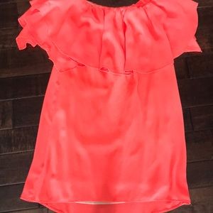Beautiful Off Shoulder Bright Melon Colored Dress.
